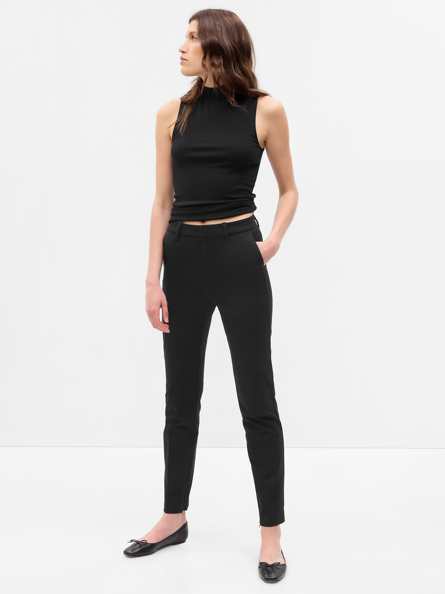 Gap Mid Rise BiStretch Ankle-Zip Slim Pants