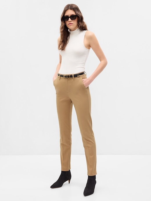 Gap Women's Mid Rise BiStretch Ankle-Zip Slim Pants (Camel Hair Tan) 