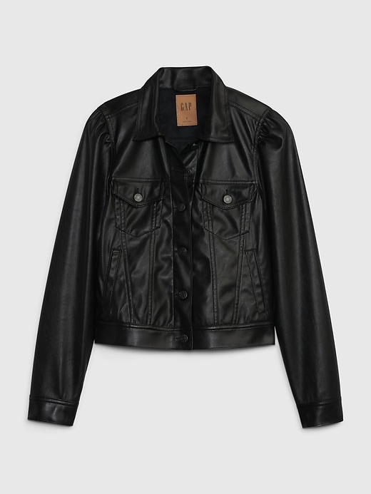 Puff sleeve leather jacket hot sale