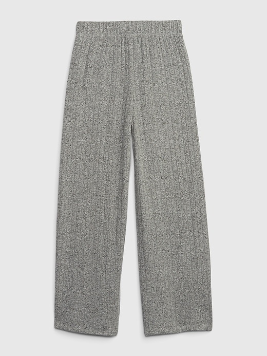 2 of 8 showing, with the color light grey marle of product Kids Softspun Wide-Leg Rib Pants