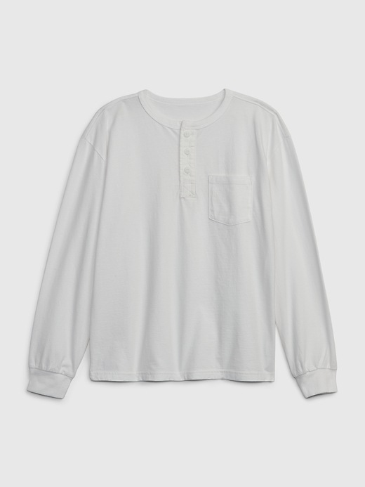 1 of 8 showing, with the color optic white of product Kids Henley Pocket T-Shirt