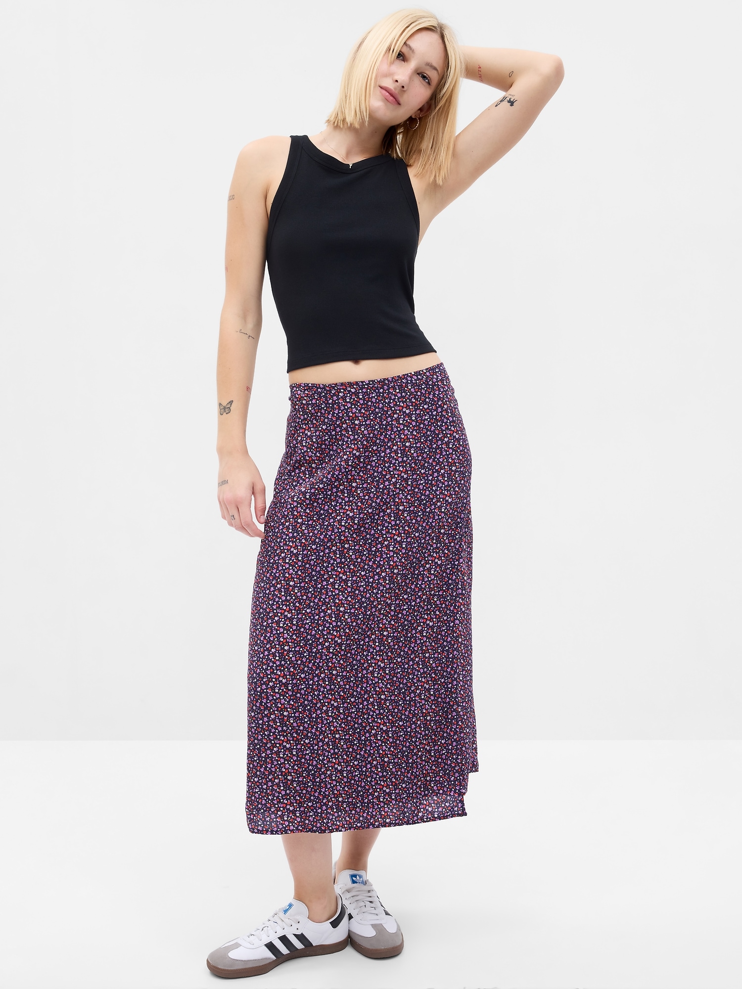 Floral Midi Wrap Skirt | Gap