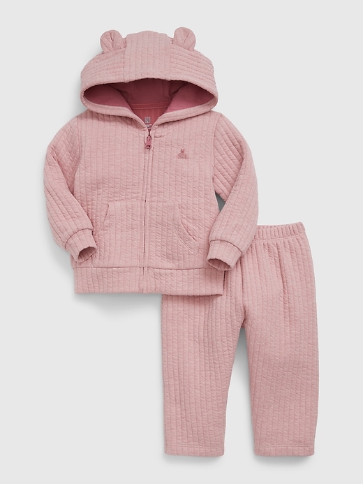 1 of 8 showing, with the color rosetta pink of product Baby First Favorites Quilted Outfit Set