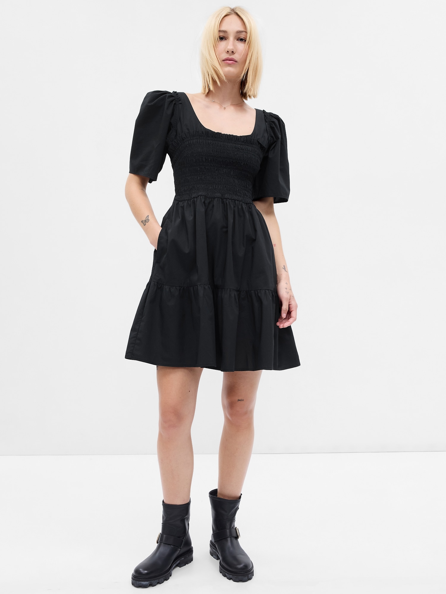 Gap Puff Sleeve Smocked Mini Dress