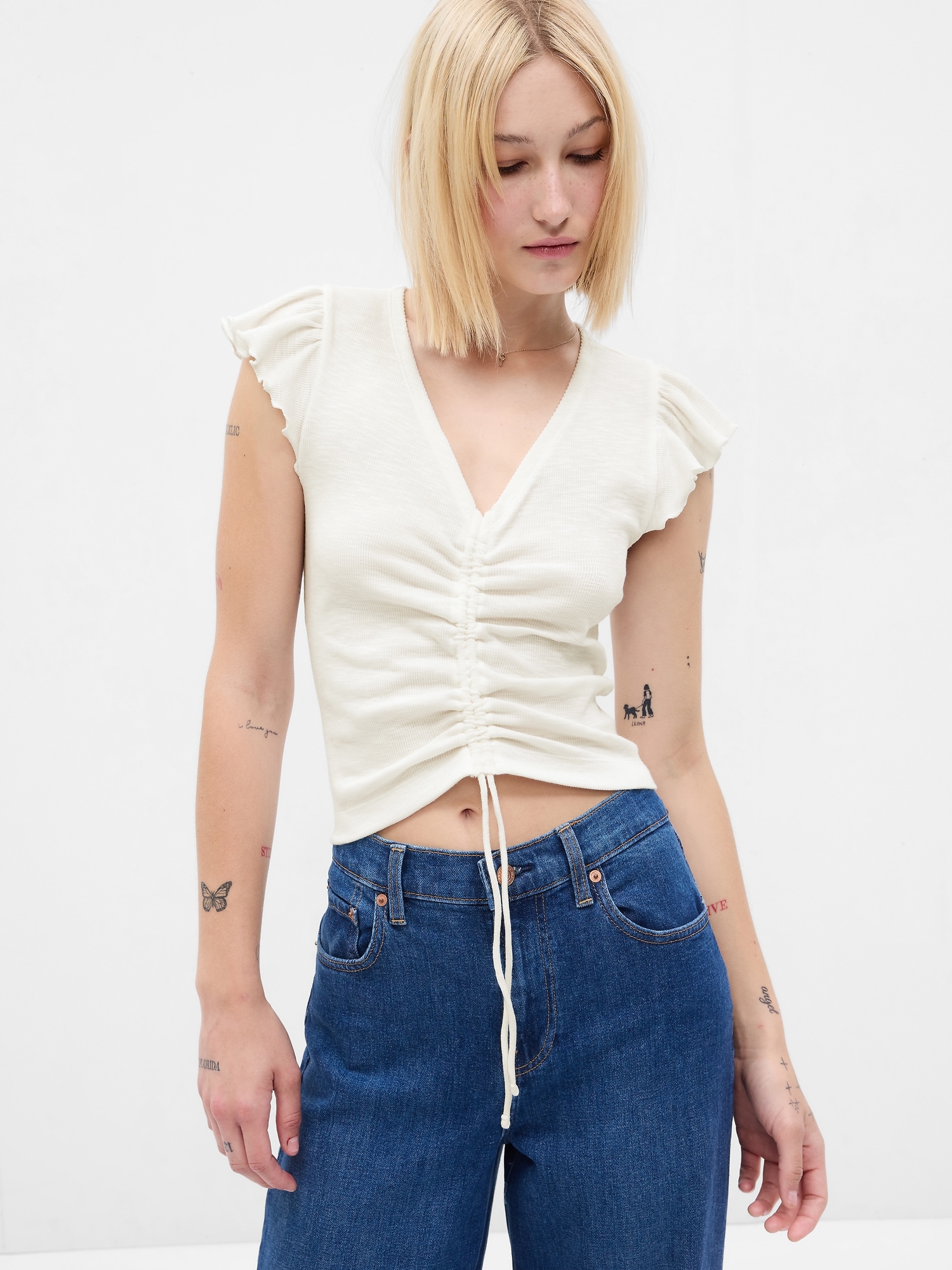 Essential Rib Ruched T-Shirt | Gap