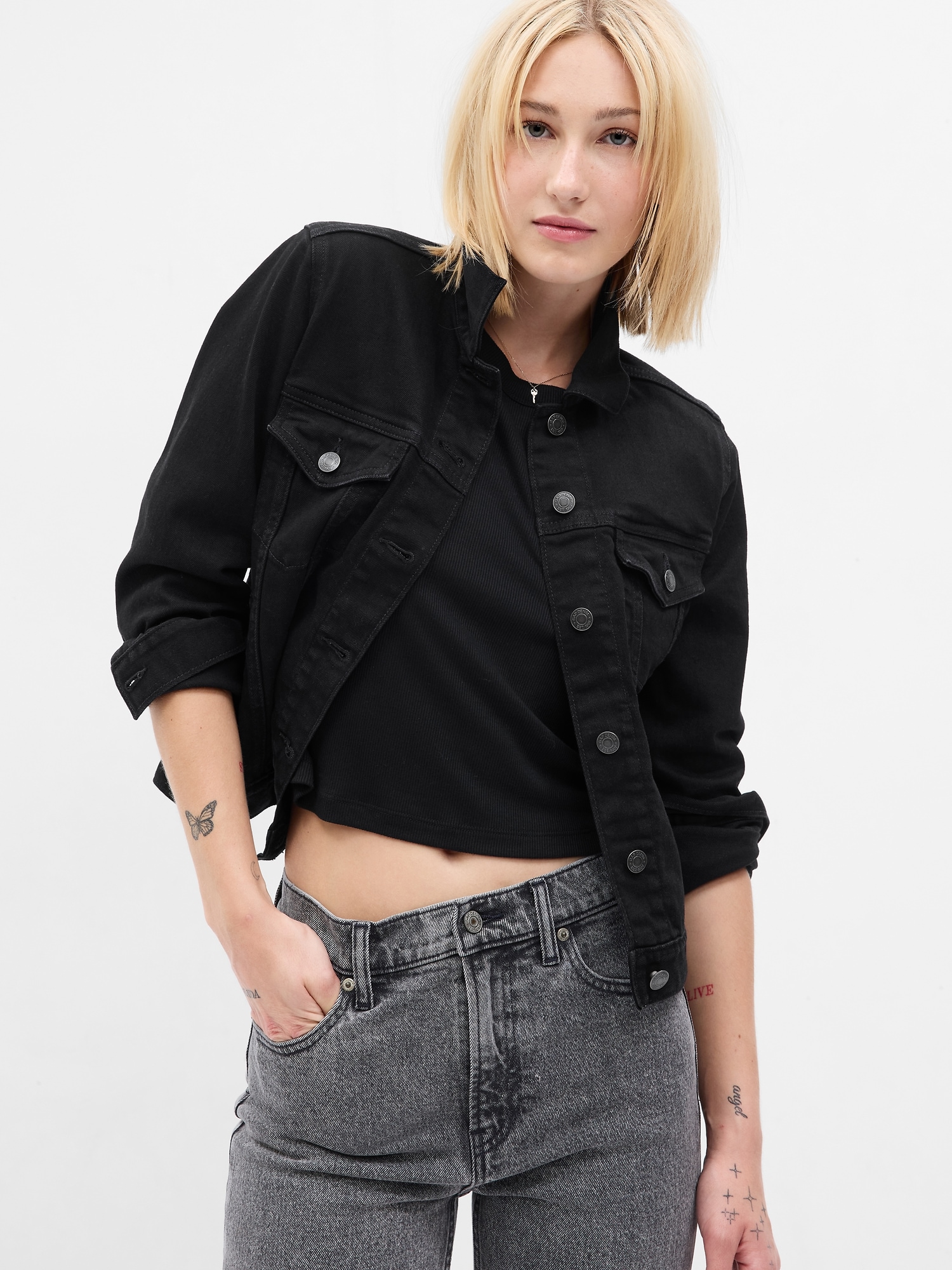 Gap Icon Denim Jacket With Washwell In Black Wash