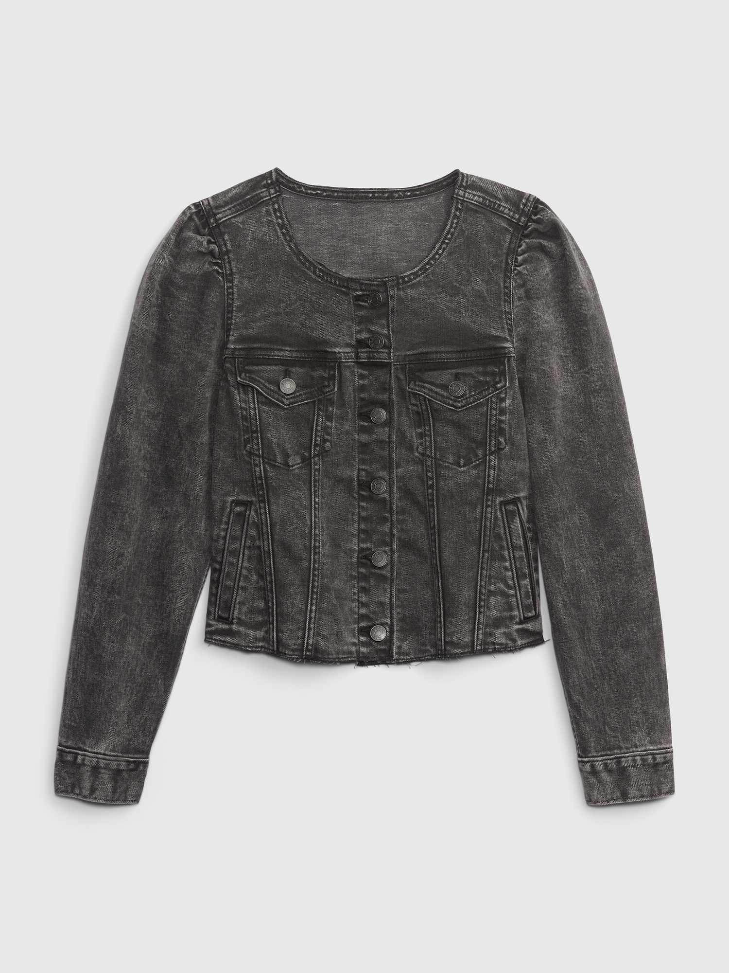 Puff Sleeve Denim Jacket Gap