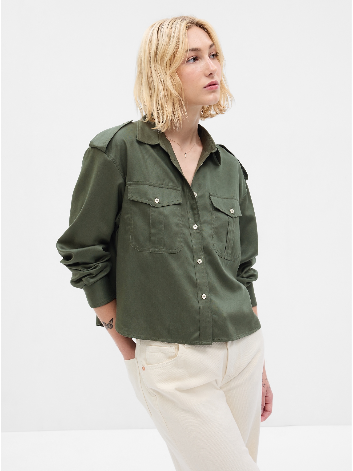 Cropped Utility Shirt Gap