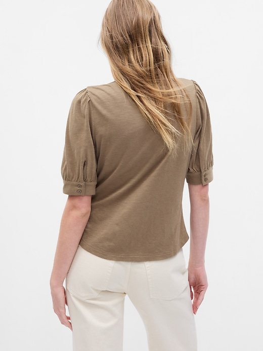 2 of 8 showing, with the color dried moss green of product Puff-Sleeve Shirt
