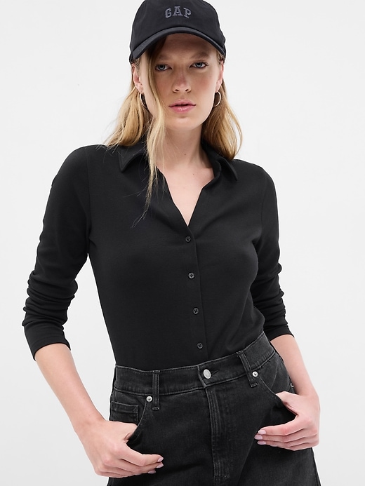 Image number 4 showing, Modern Button-Front T-Shirt