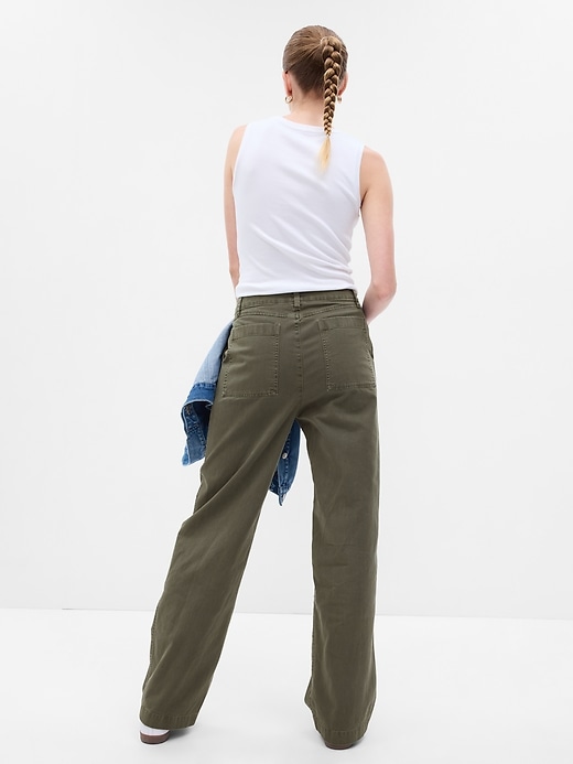 2 of 8 showing, with the color deep green of product Mid Rise Loose Khakis