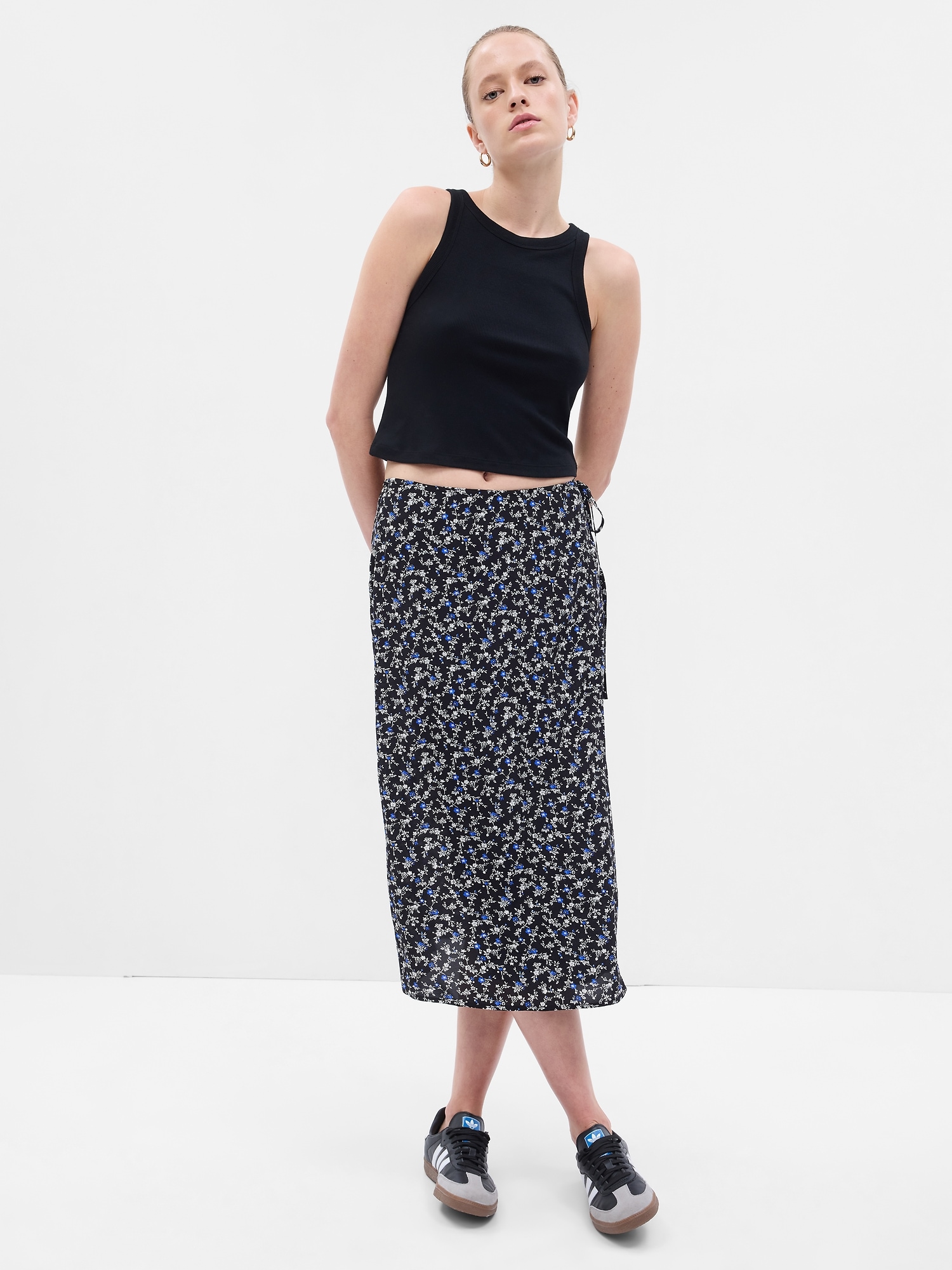 Floral Midi Wrap Skirt