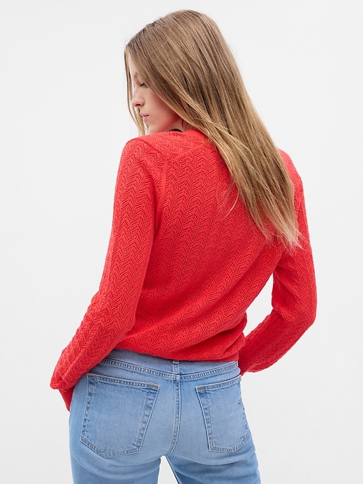 2 of 8 showing, with the color tomato red of product Pointelle Cardigan
