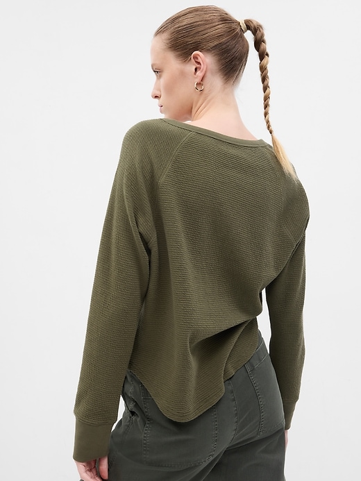 2 of 8 showing, with the color army jacket green of product Waffle Henley T-Shirt