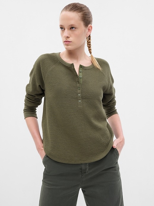 1 of 8 showing, with the color army jacket green of product Waffle Henley T-Shirt