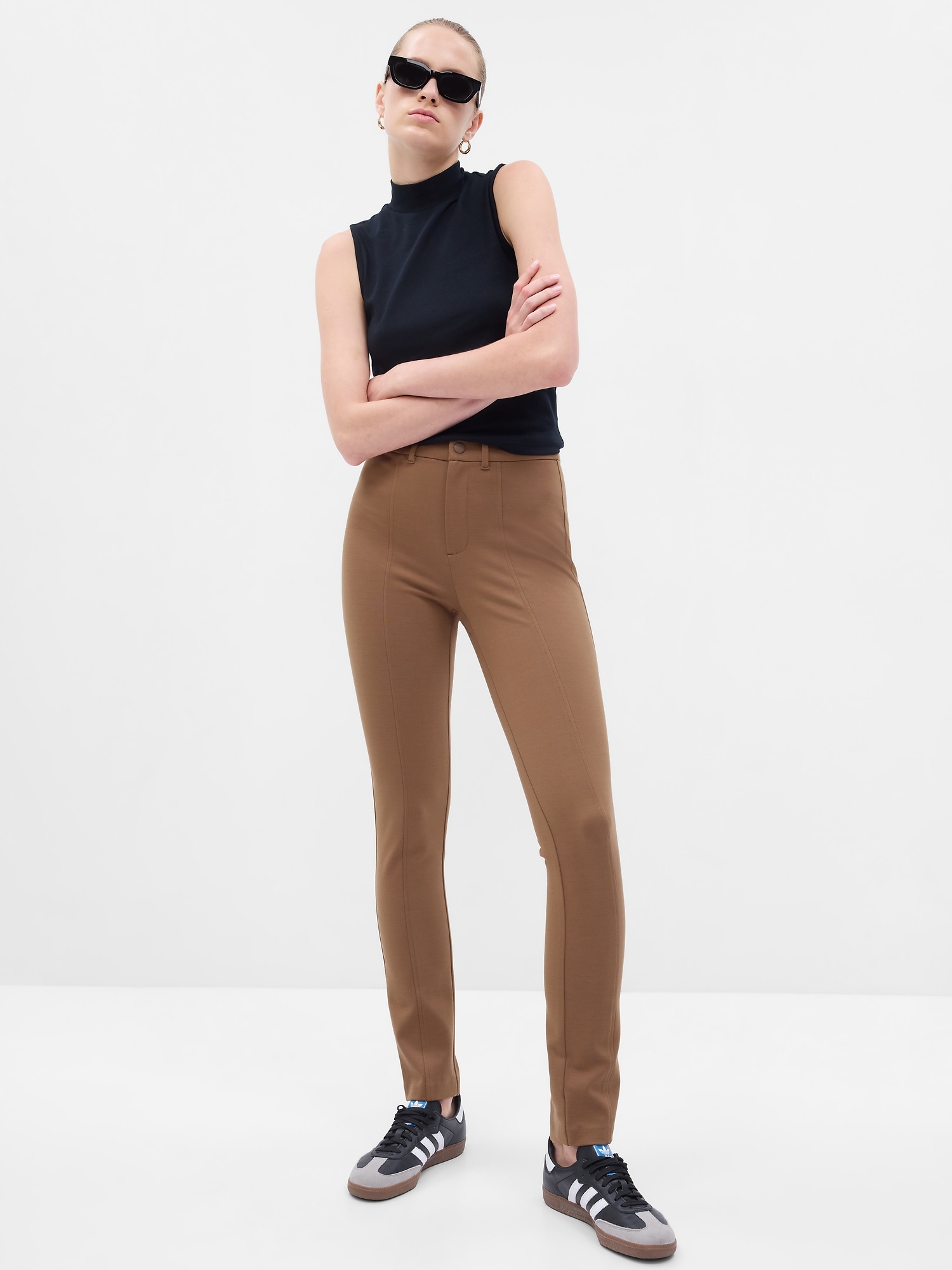 Gap High Rise Ponte Skinny Pants In Brazen Brown