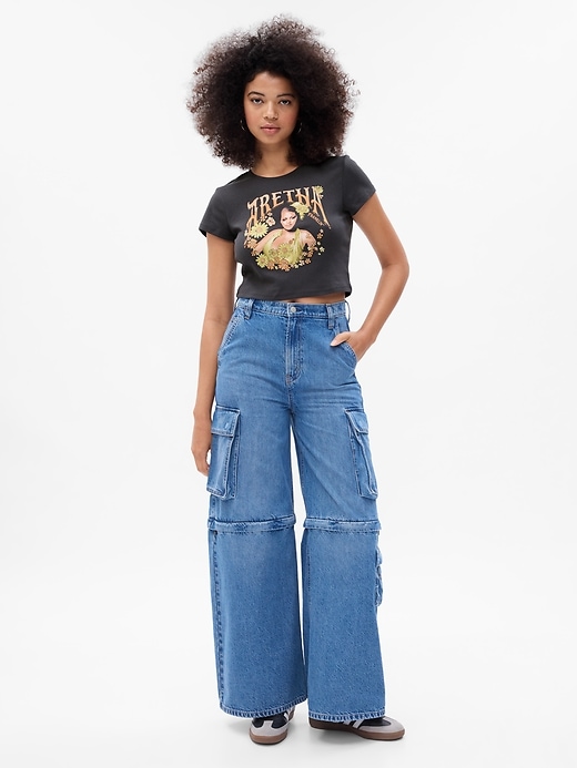 1 of 8 showing, with the color cast iron grey of product Cropped Graphic T-Shirt