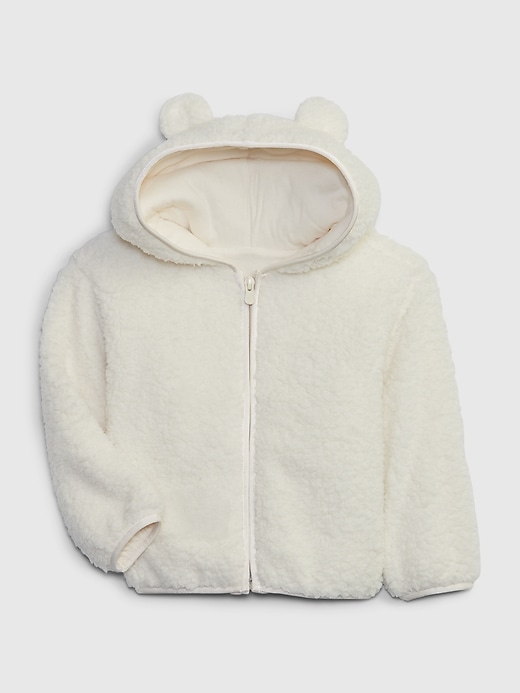 1 of 8 showing, with the color ivory frost beige of product Toddler Sherpa Bear Jacket