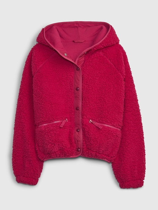 1 of 8 showing, with the color pomegranate pink of product Kids Sherpa Hoodie