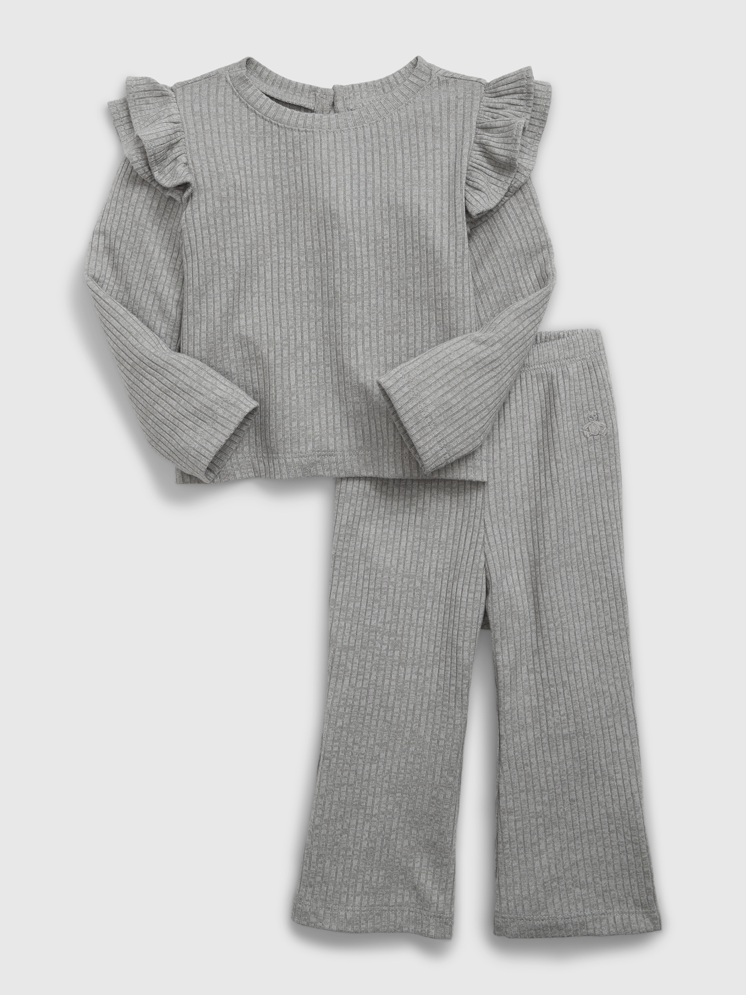 Gap Baby Rib Two-piece Outfit Set In Light Gray