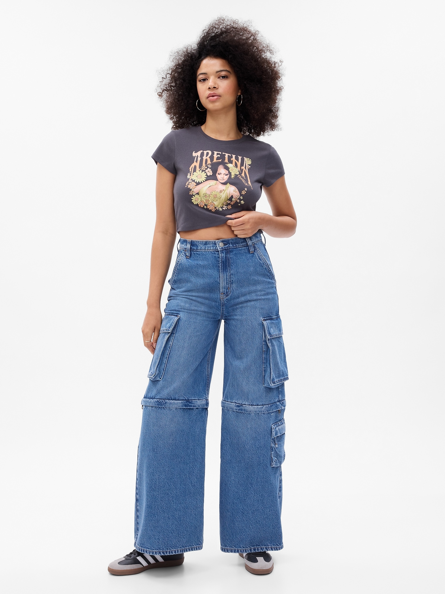 Gap Sky High Rise Wide Baggy Cargo Jeans