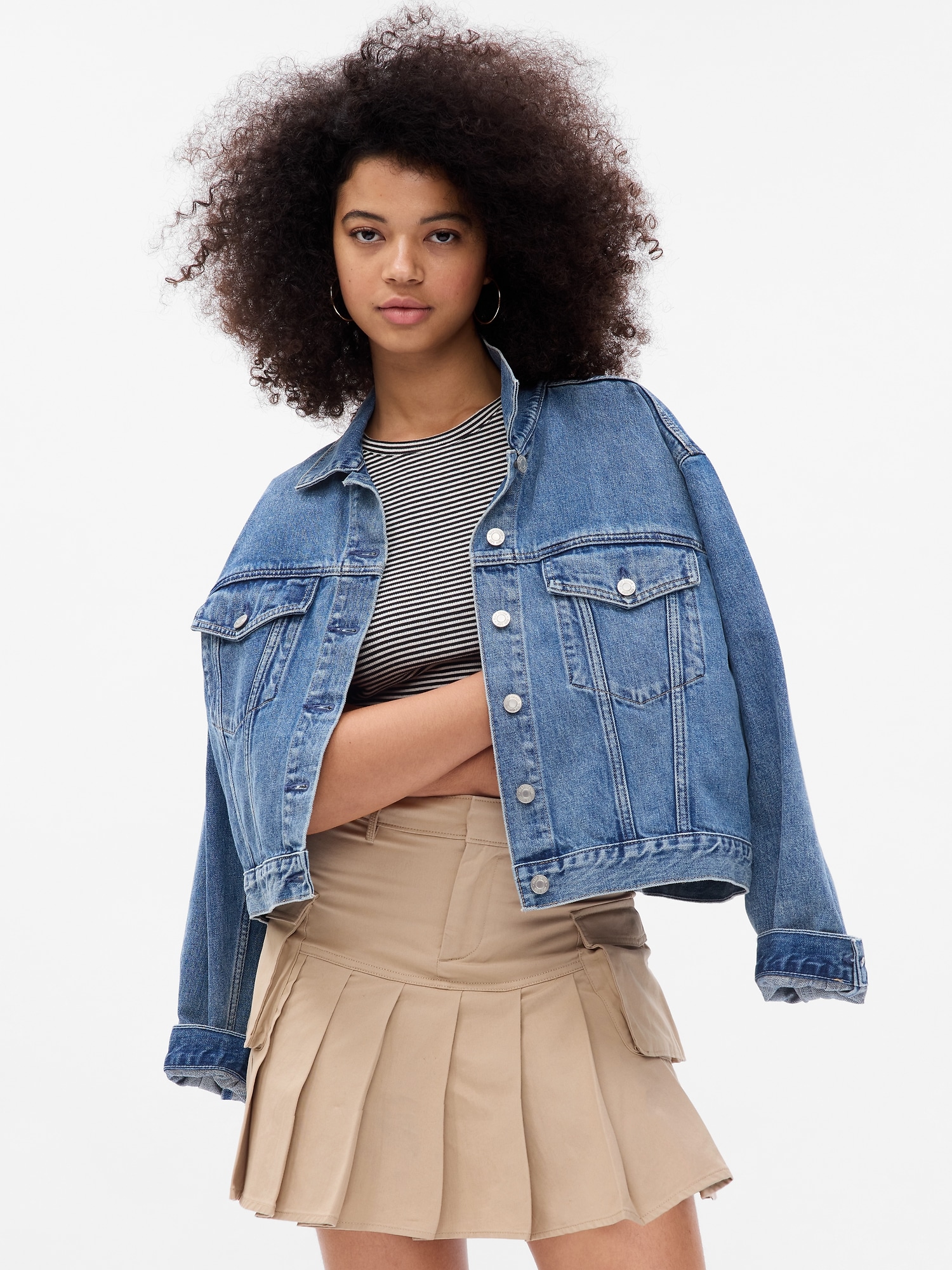 Gap High Rise Pleated Utility Mini Skirt