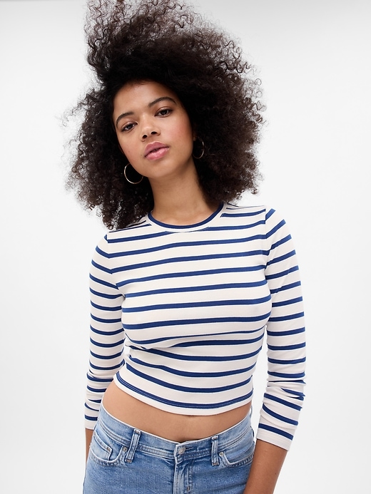 Cropped Ribbon Trim Shirt main image 1