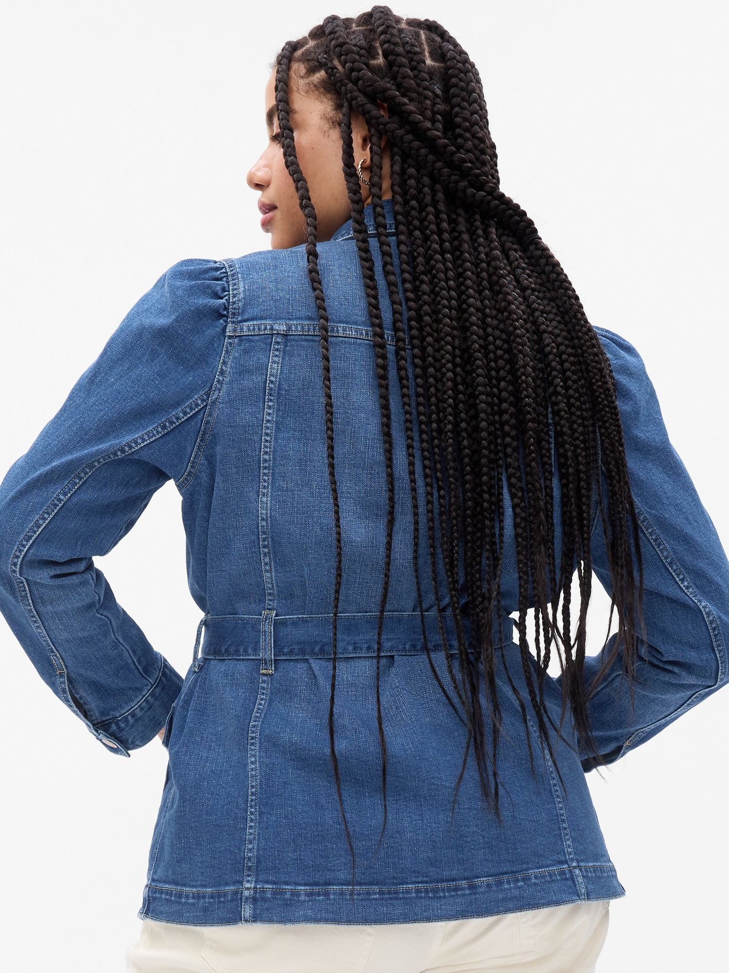 Puff Sleeve Denim Jacket with Washwell | Gap