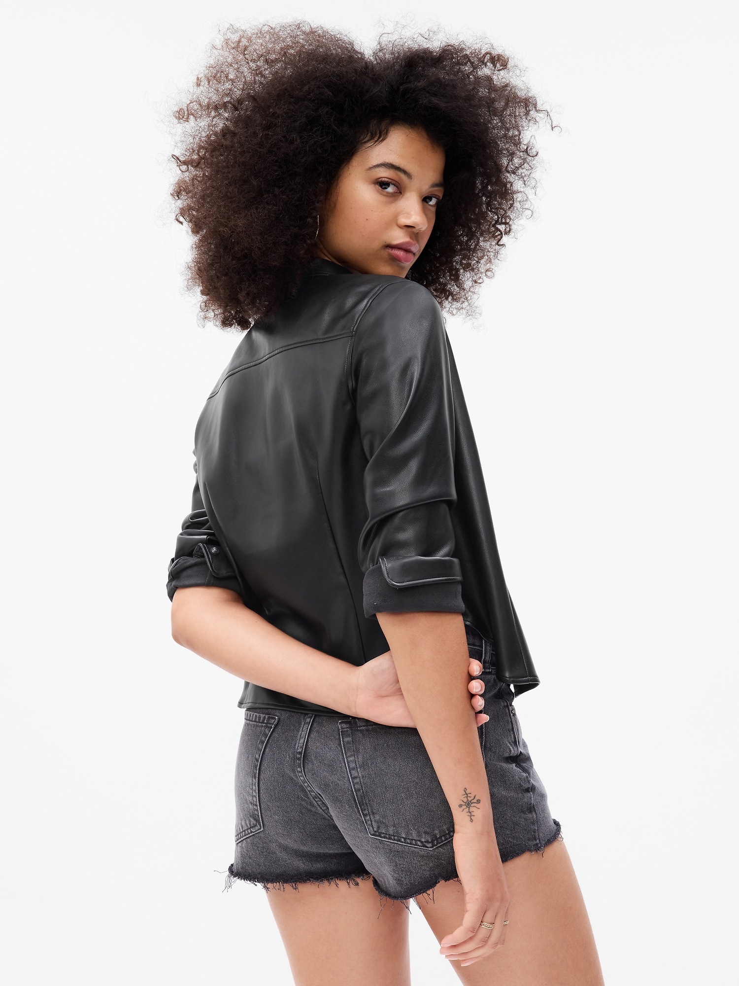 Women's Cropped Vegan Leather Set Top, Women's Tops