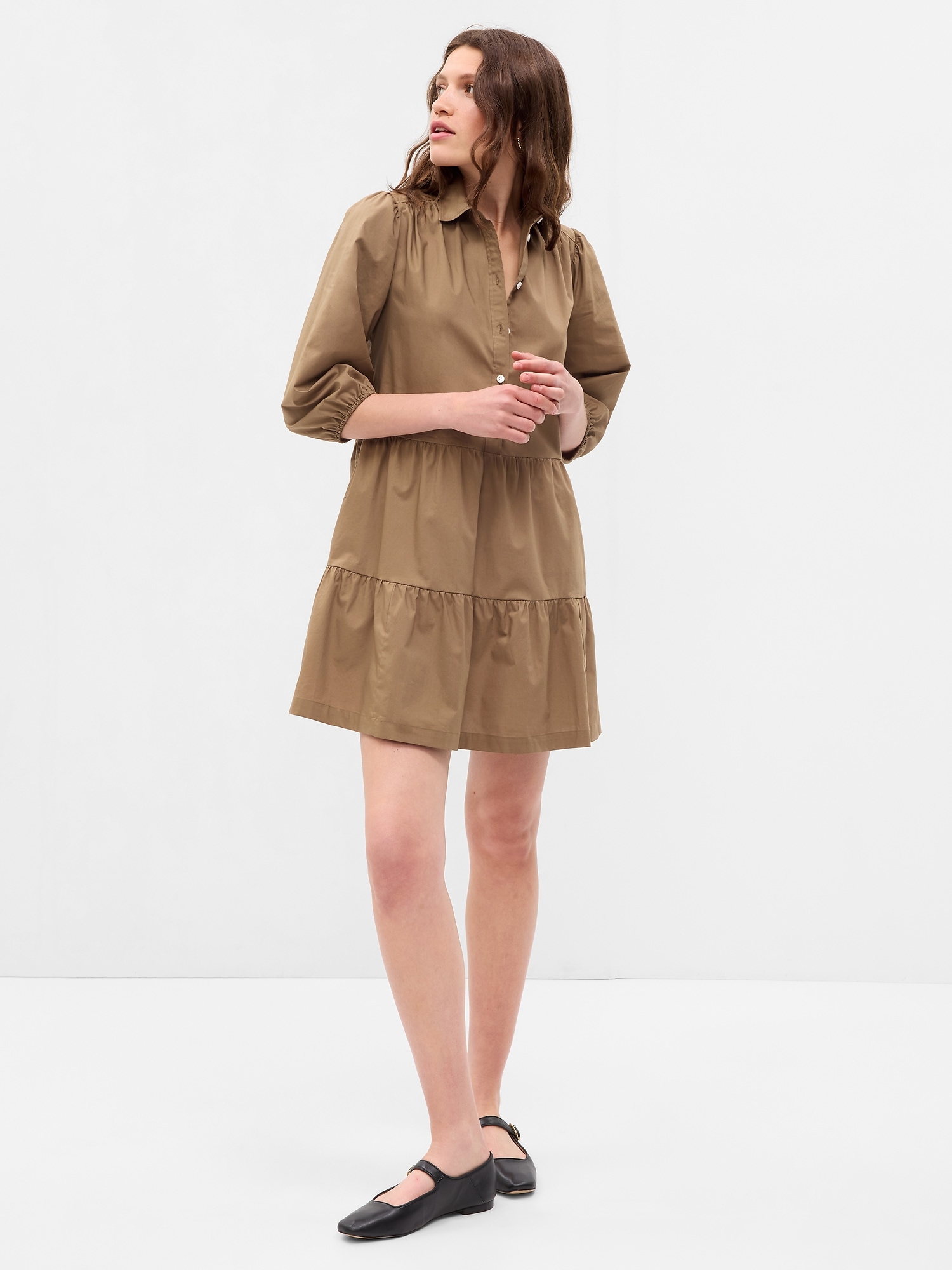 Tiered Mini Shirtdress