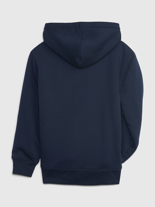 2 of 8 showing, with the color tapestry navy of product Kids Arch Logo Sherpa-Lined Zip Hoodie