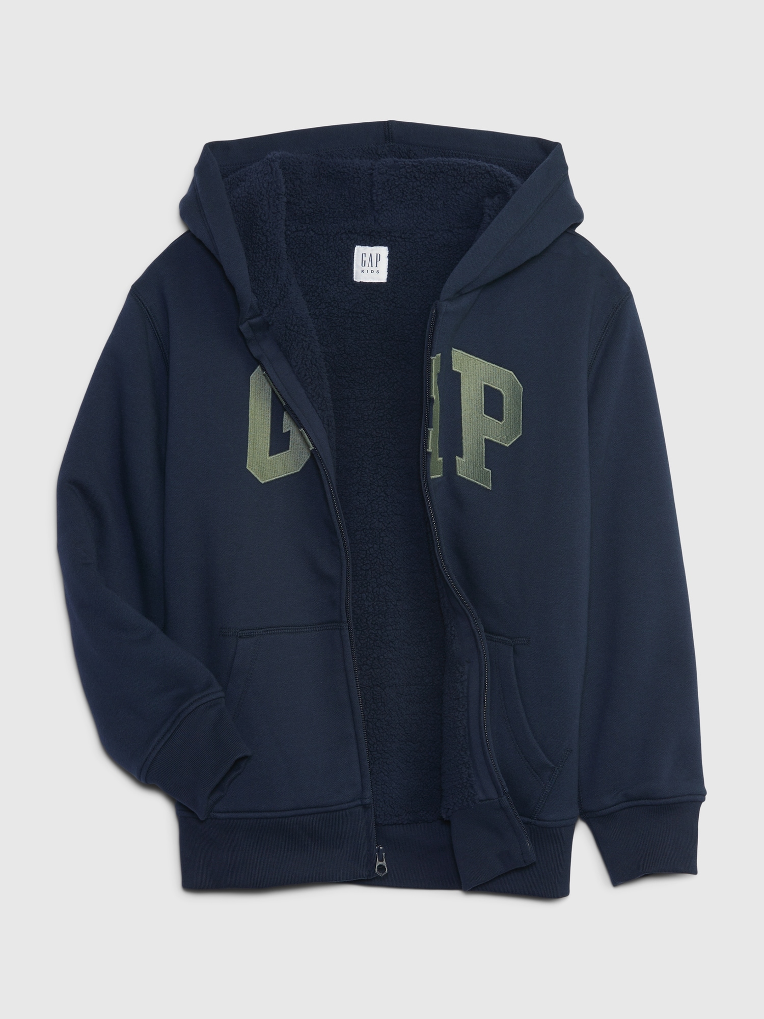 Kids Arch Logo Sherpa-Lined Zip Hoodie | Gap