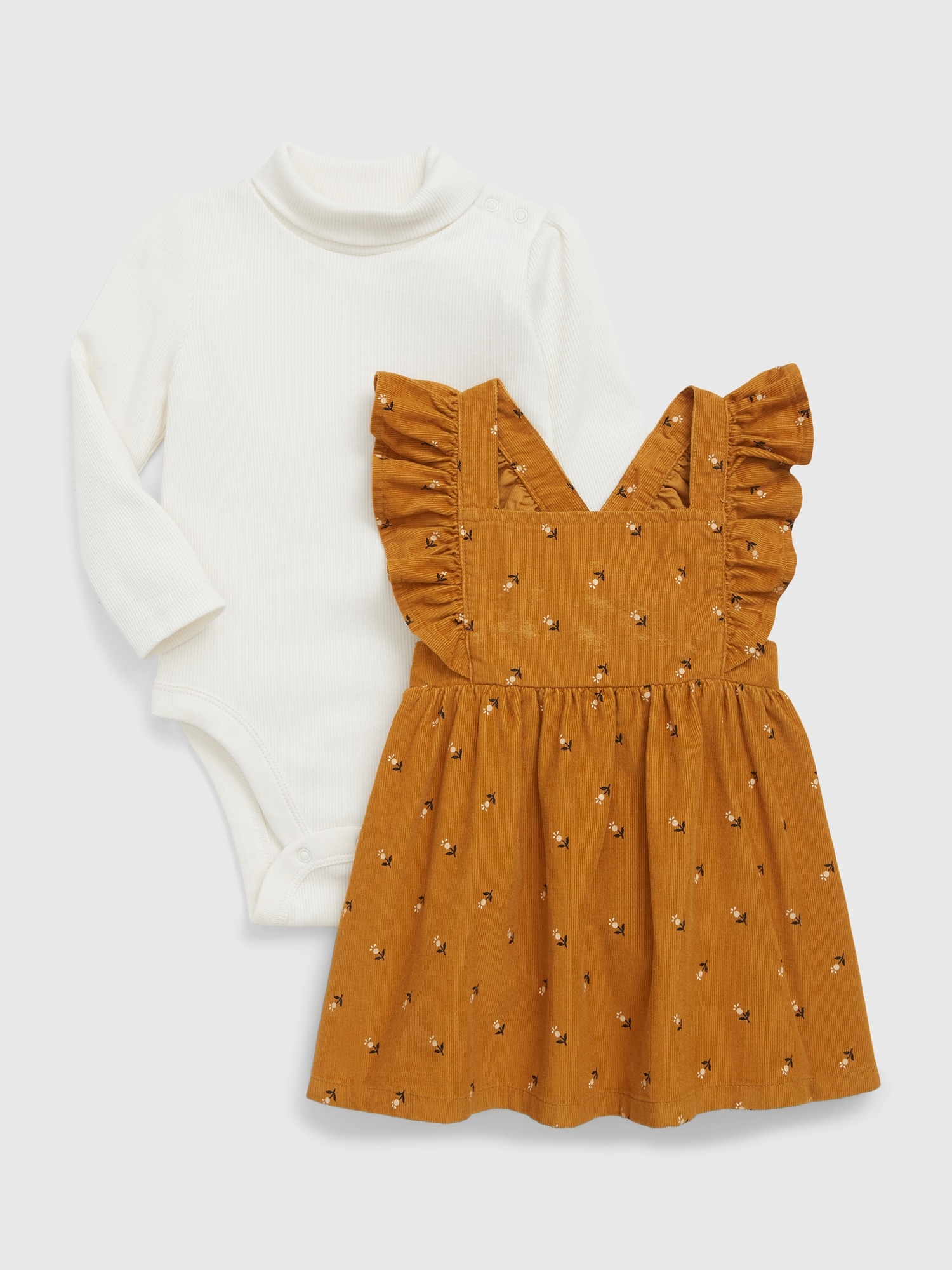 Gap Baby Corduroy Apron Dress Set In Tigers Eye Yellow