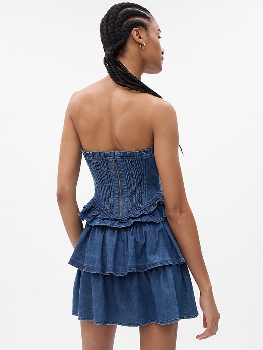 white christmas dresses Linen-Blend Tie-Back Corset Midi Dress — GAP (International) main image 0