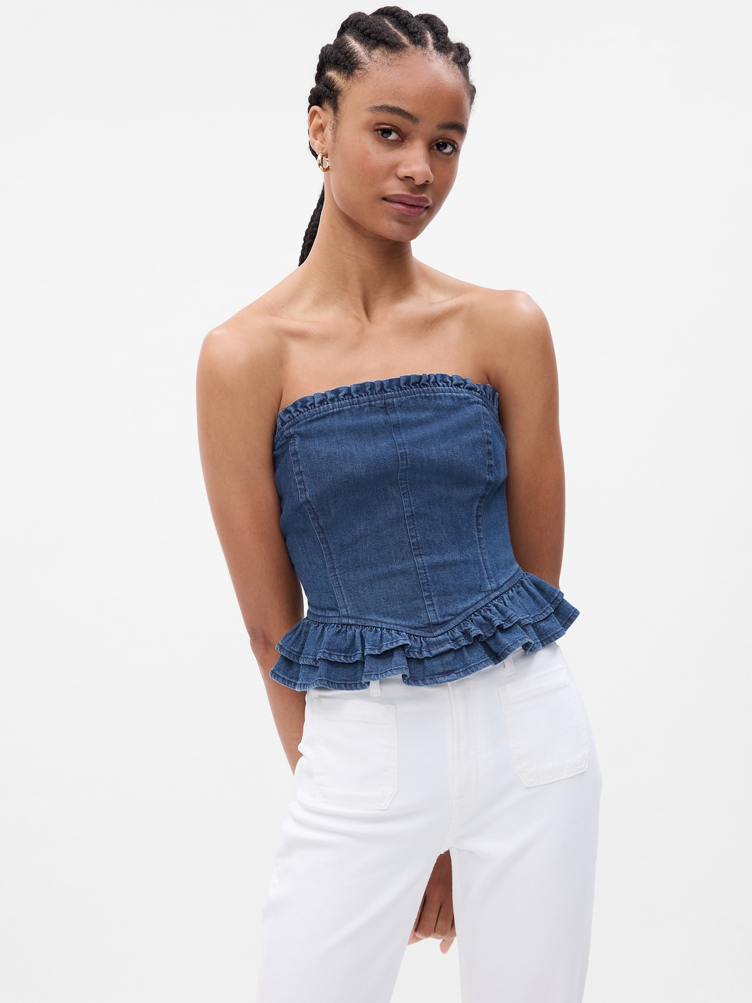 Gap × LoveShackFancy Denim Corset Top