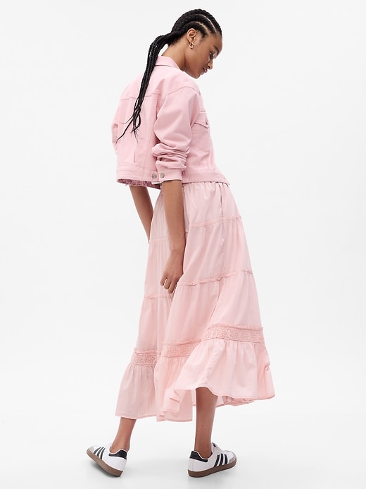 2 of 8 showing, with the color PINK STANDARD of product Gap × LoveShackFancy Tiered Maxi Skirt
