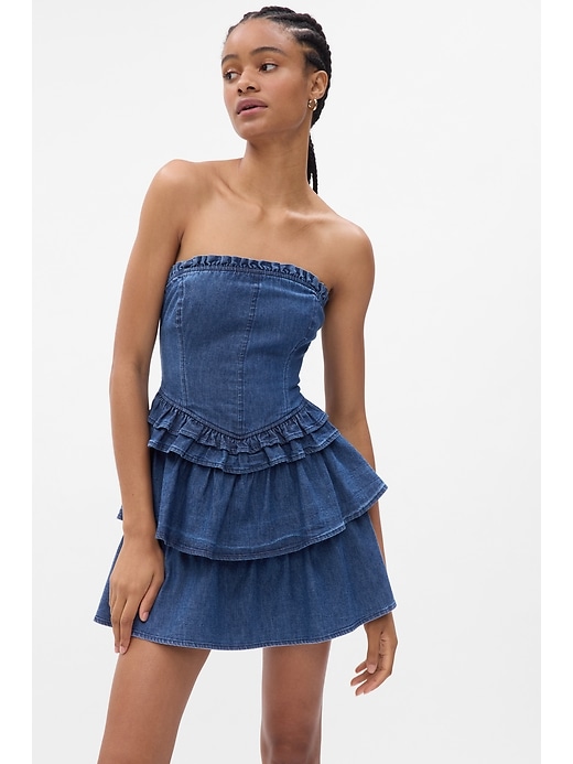 Gap  LoveShackFancy Denim Corset Mini Dress | Gap