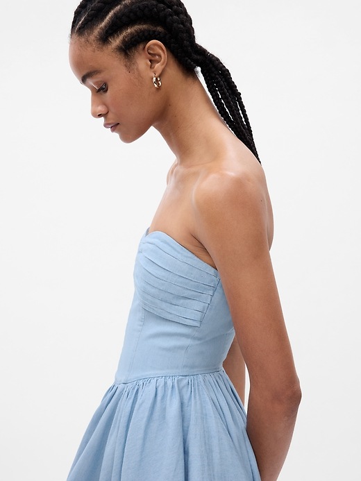 Gap  LoveShackFancy Chambray Corset Maxi Dress | Gap