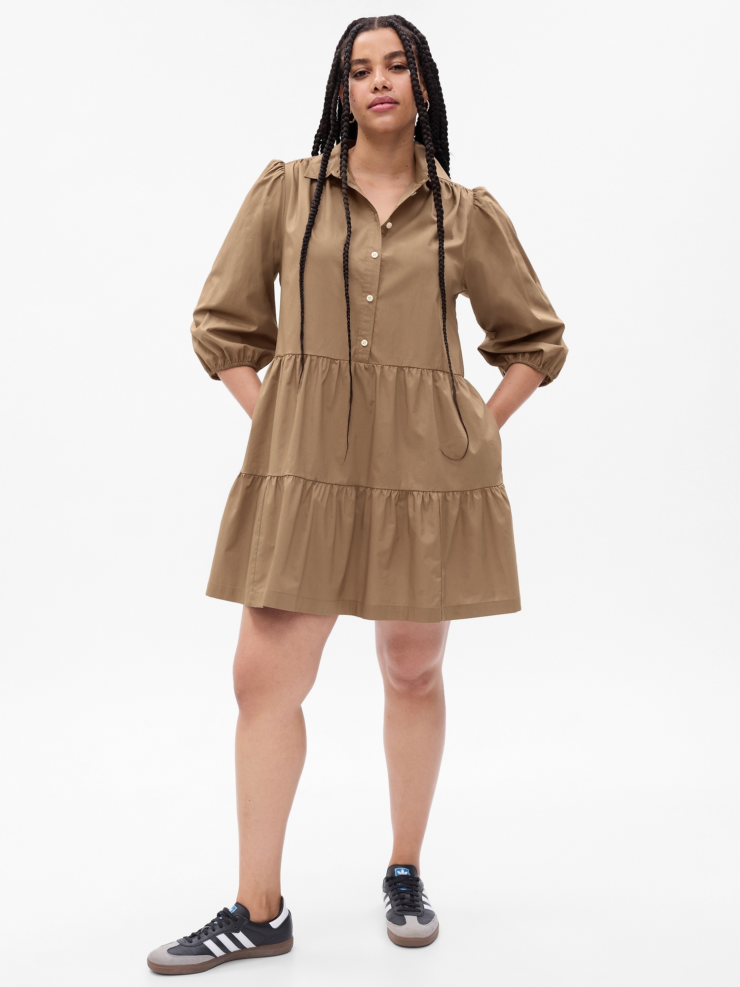Tiered Mini Shirtdress Gap