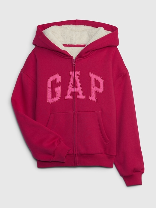 Sherpa lined hood campus pullover pink clearance