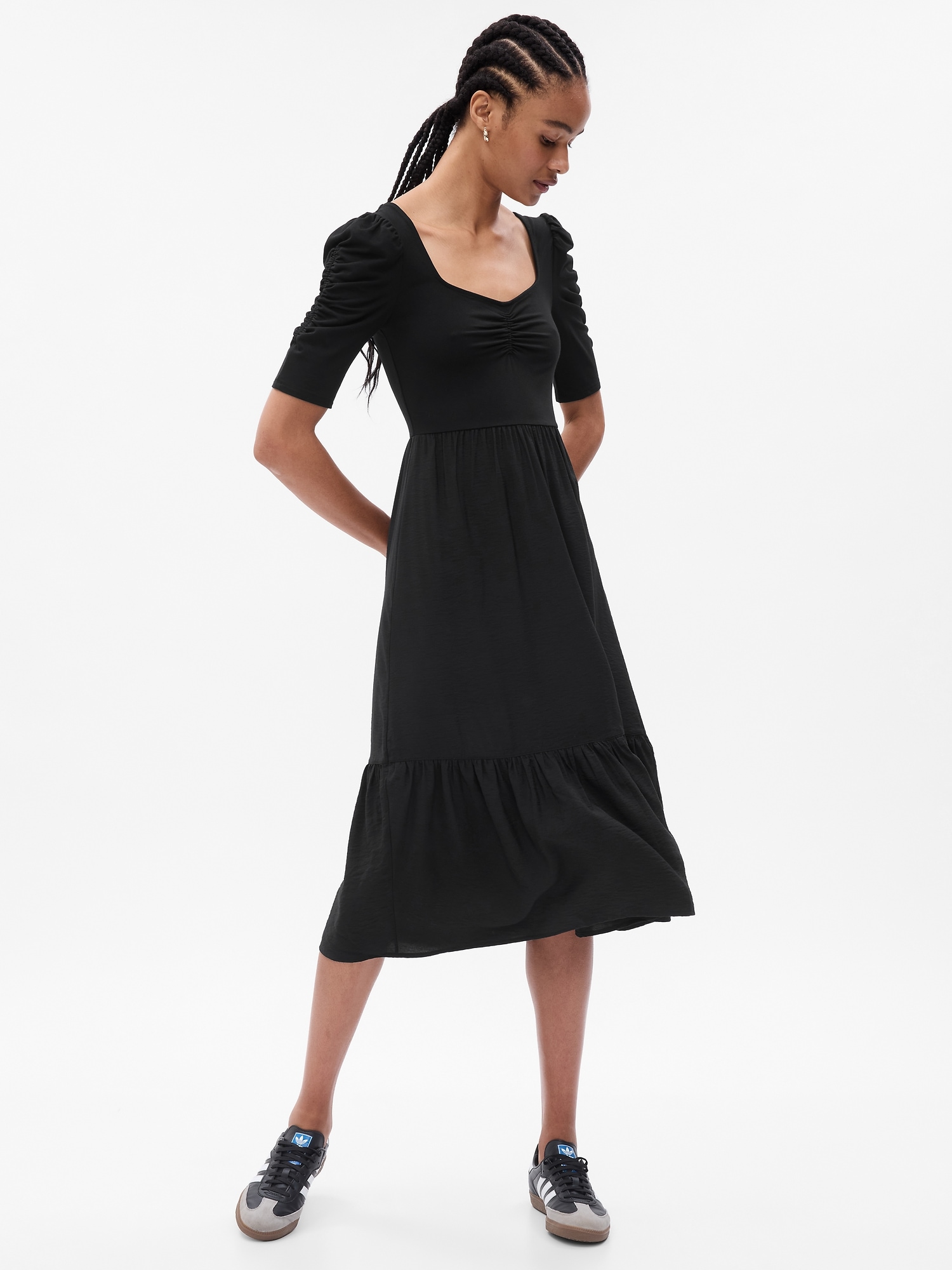 Ruched Tiered Midi Dress | Gap