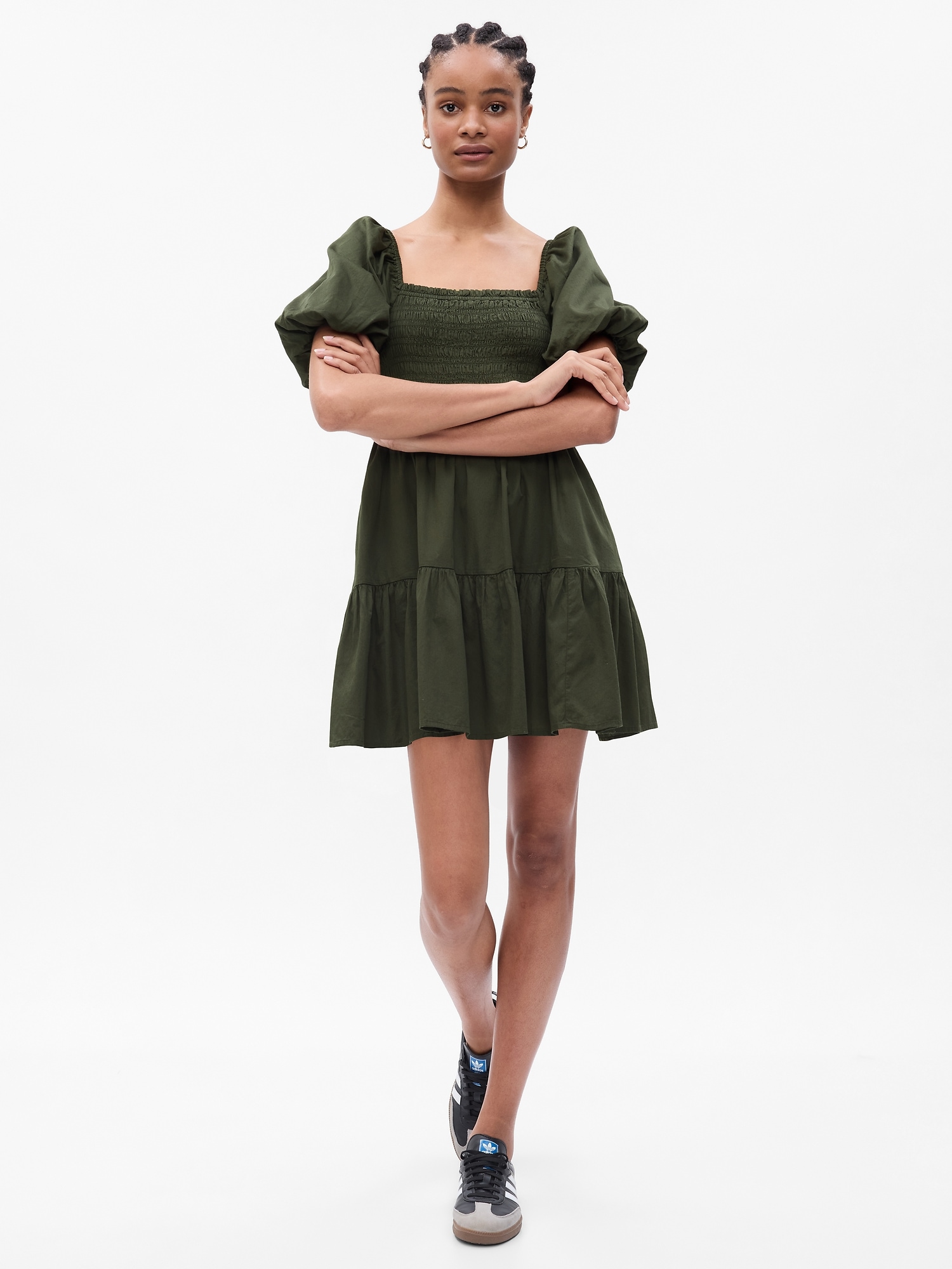 Gap Puff Sleeve Smocked Mini Dress