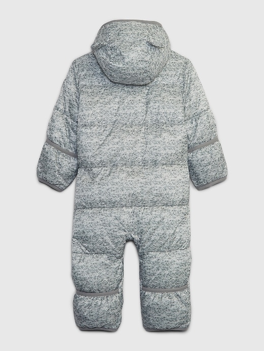 2 of 8 showing, with the color flint gray of product Baby Recycled Heavy Weight Puffer One-Piece
