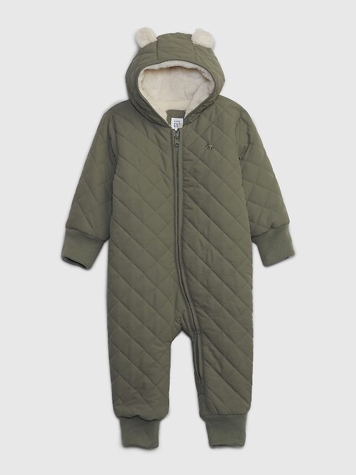 1 of 8 showing, with the color mesculen green of product Baby Quilted Sherpa One-Piece