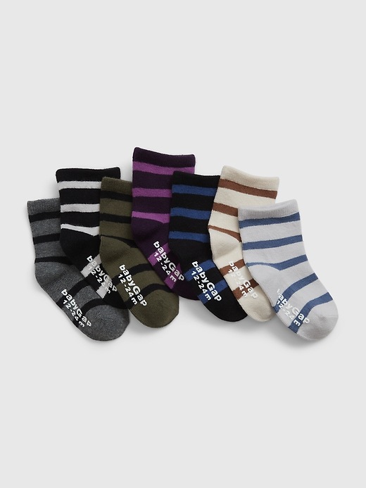 1 of 8 showing, with the color multi of product Toddler Print Crew Socks (7-Pack)