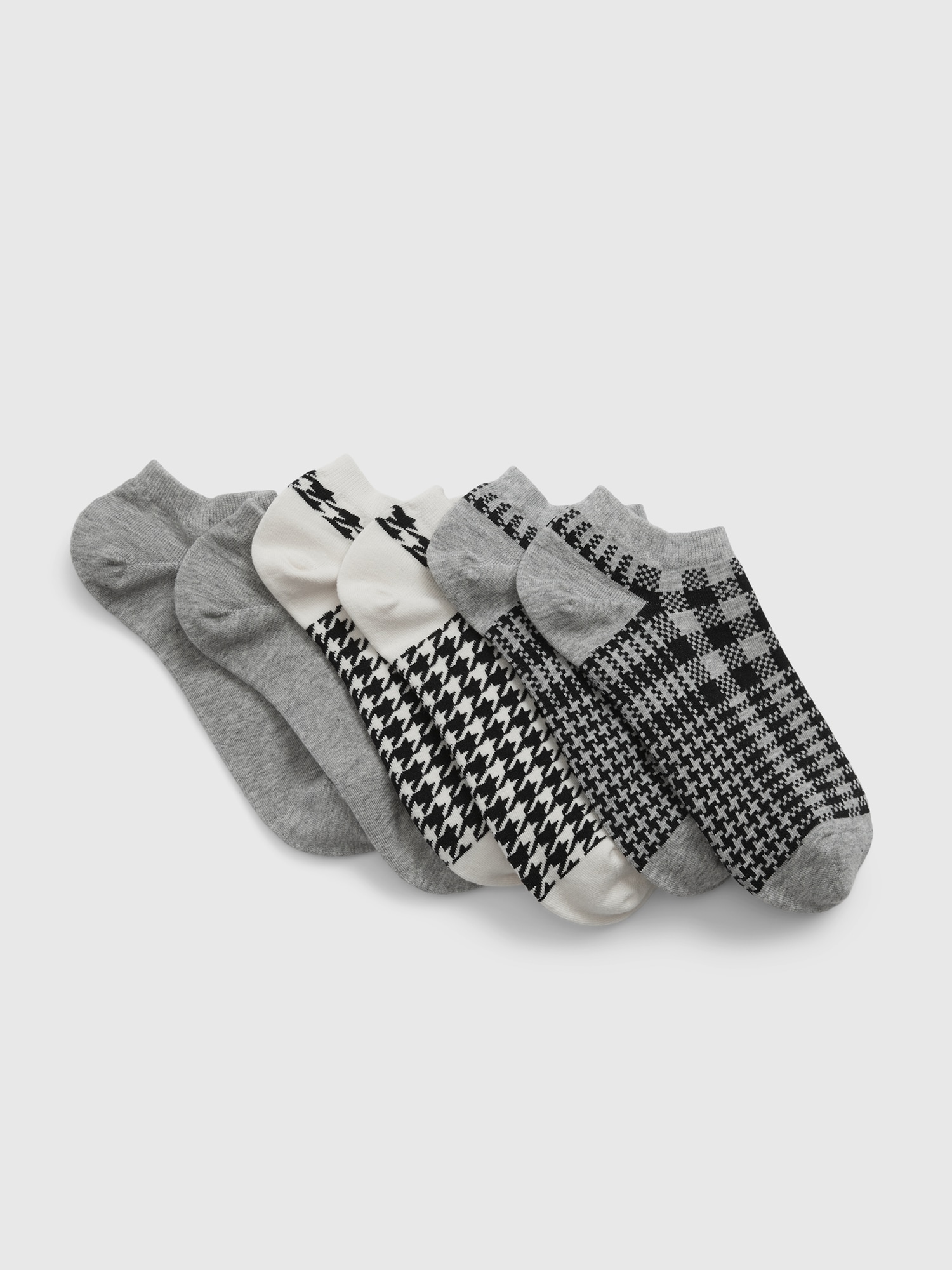 Gap Ankle Socks (3-pack) In Houndstooth Grey