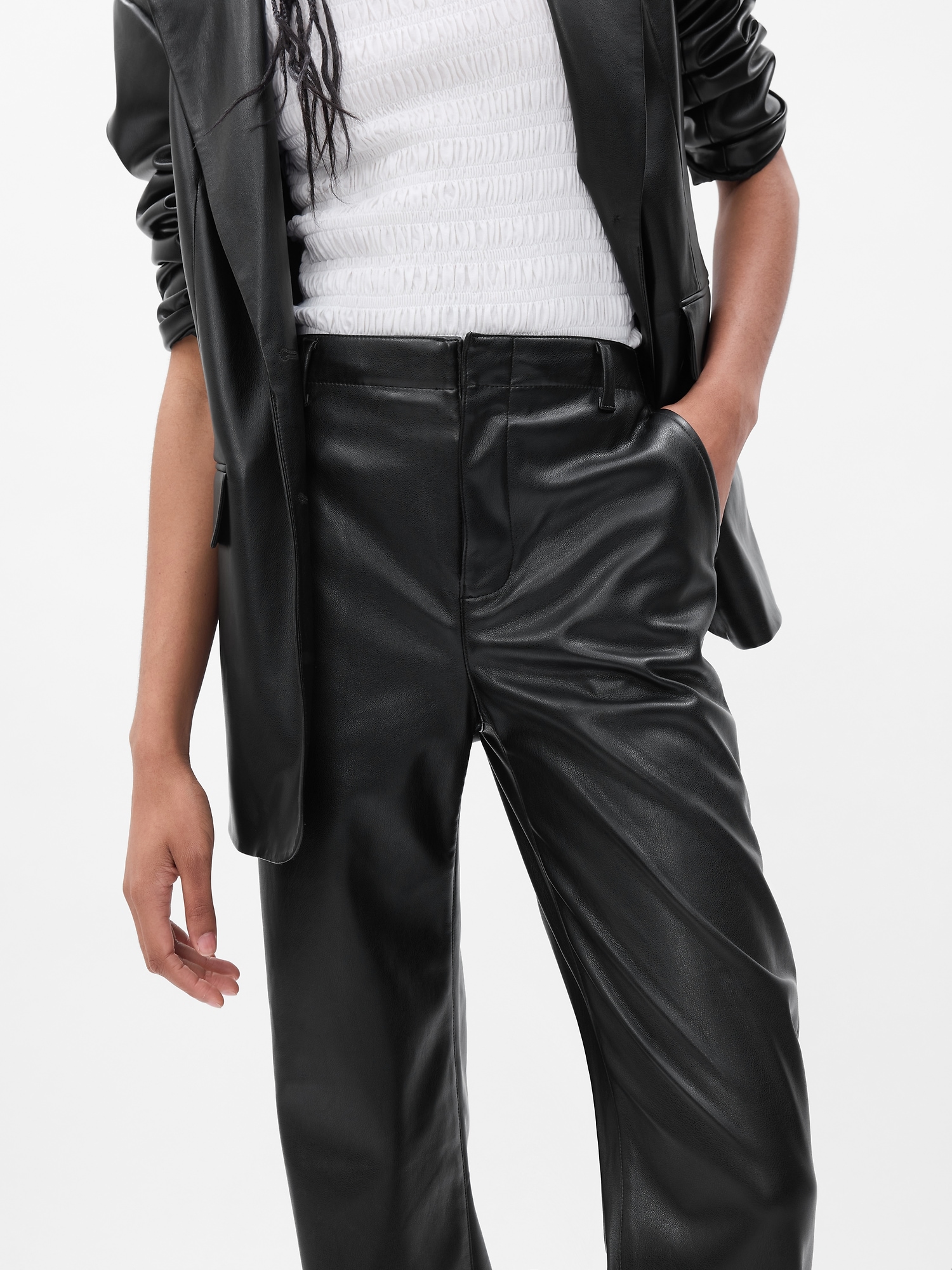 Mid Rise Vegan Leather Loose Pants | Gap