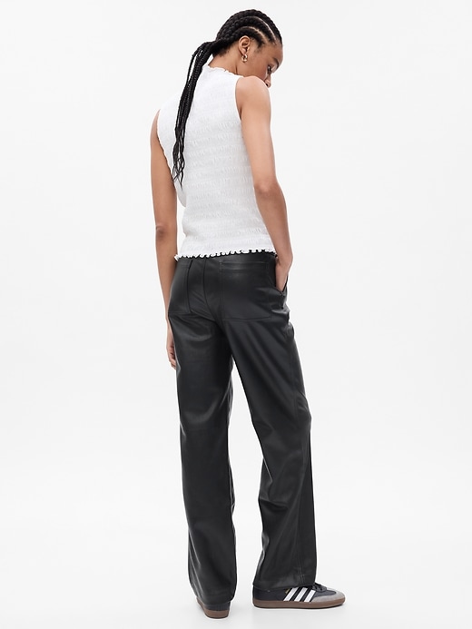 Image number 2 showing, Mid Rise Vegan Leather Loose Pants