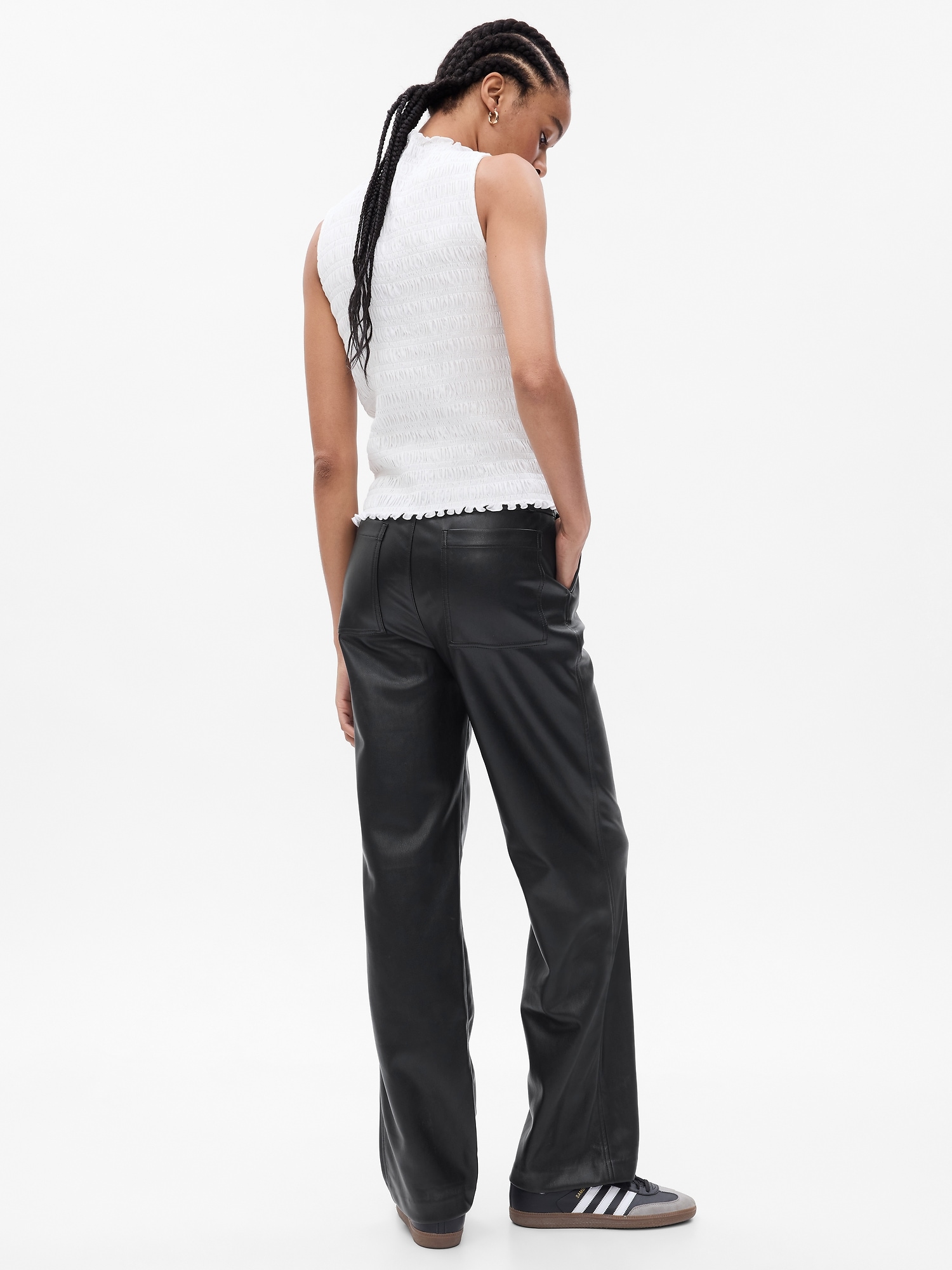 MANGO Faux-Leather Trousers in Black | Endource