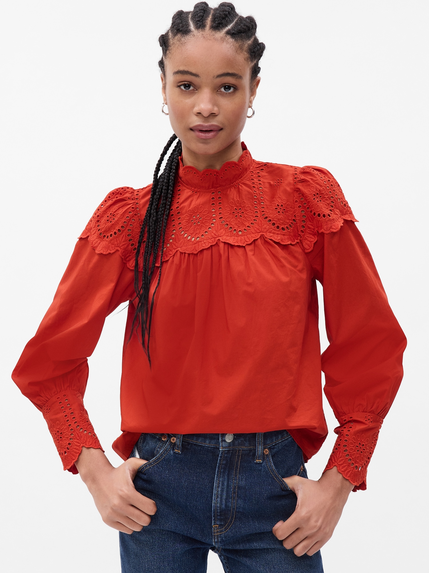 Gap Eyelet Mockneck Shirt